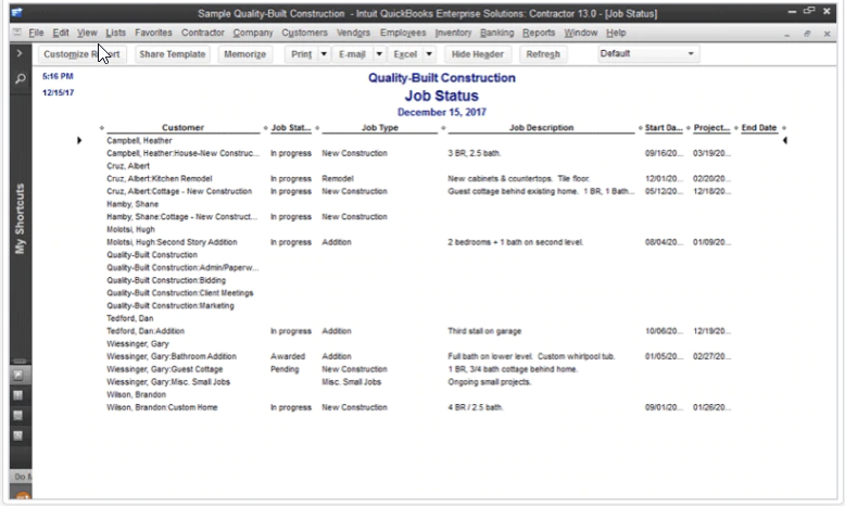 Job Status Report