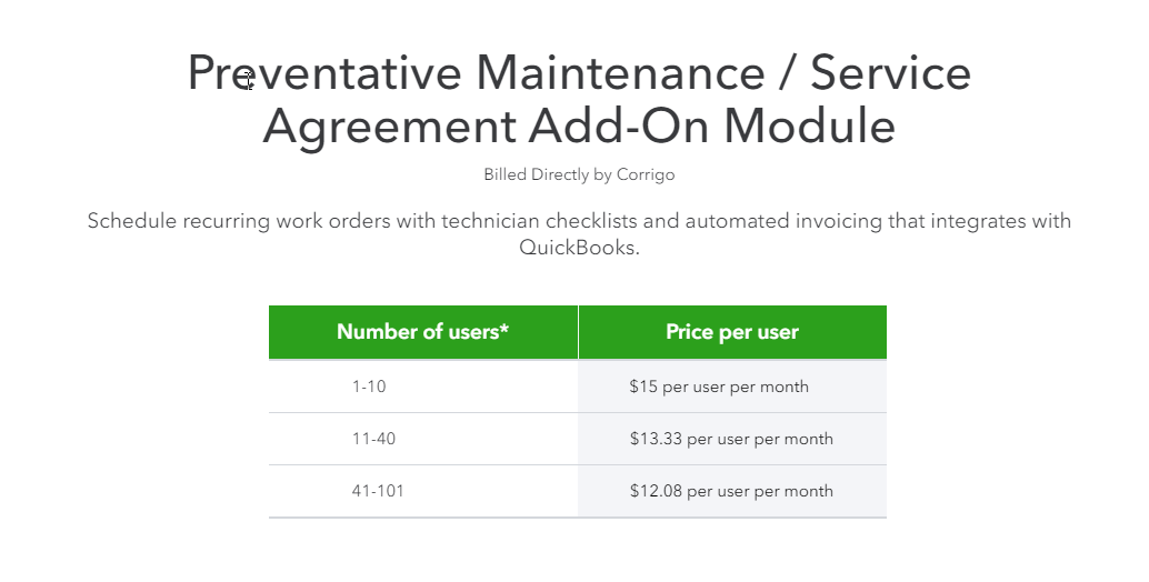 Preventative Maintenance Add On Cost